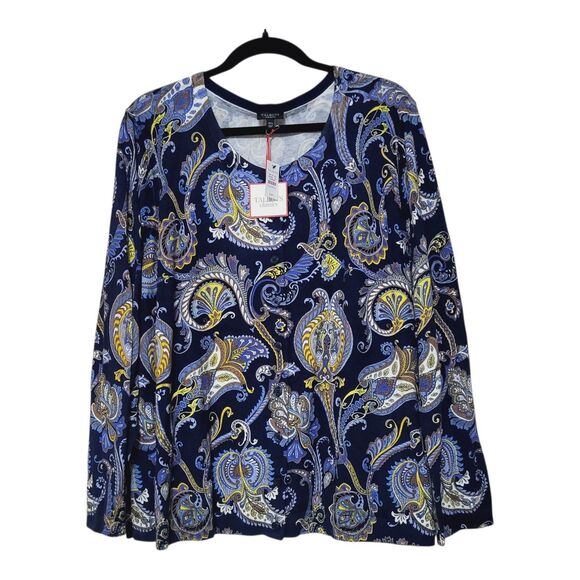 Talbots Paisley Cardigan Sweater 3X Plus Petite NEW - The Talbots Classics Blue - Picture 9 of 9